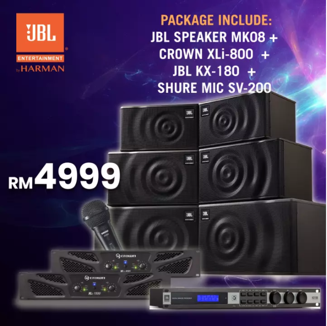 JBL HOME KARAOKE PACKAGE [JBL MK08+ CROWN AMPLIFIER XLi800